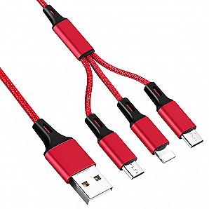 New 4 Head Multi 3 In 1 Charging Data Cable For Iphone USB Cable