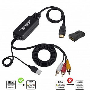 1080P HDMI to RCA AV 3RCA CVBs Converter Adapter Cable Composite Video Audio Support for Amazon Fire Stick Roku Chromecast PC